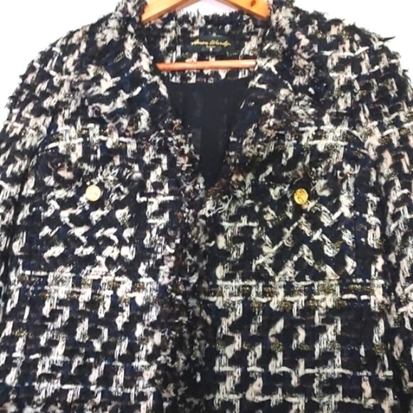 NWOT Amen Wardy Aspen Metallic Tweed Mid Length Designer Jacket Size FR 38 - Picture 4 of 17